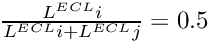 $ \frac{L^{ECL}{i}}{L^{ECL}{i}+L^{ECL}{j}} = 0.5 $