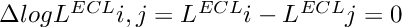 $ \Delta logL^{ECL}{i,j} = L^{ECL}{i} - L^{ECL}{j} = 0 $