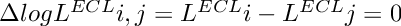 $ \Delta logL^{ECL}{i,j} = L^{ECL}{i} - L^{ECL}{j} = 0 $