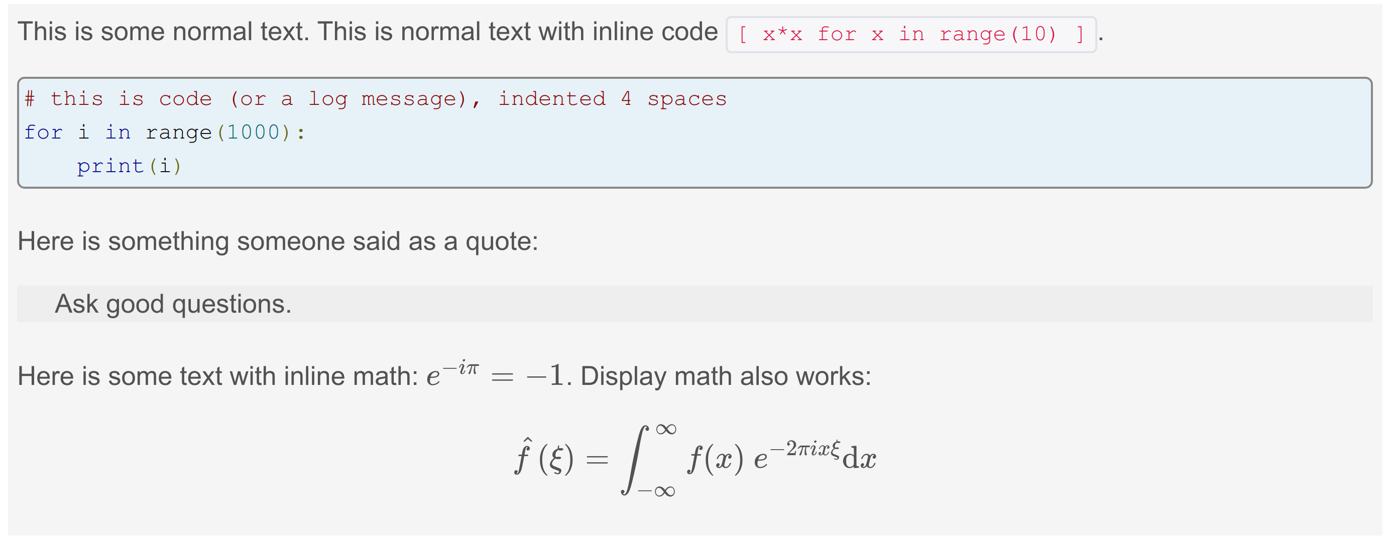 An example questions post.